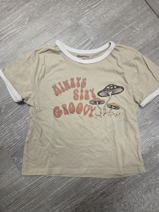 Bluenotes Tops - Bluenotes "Always Stay Groovy" Beige Graphic Ringer Tee, Vintage Inspired